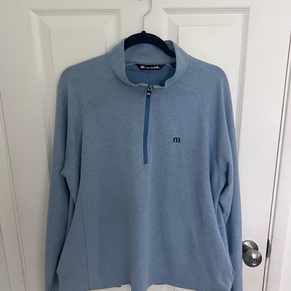 Travis Mathew Sky Blue Half-Zip Pullover